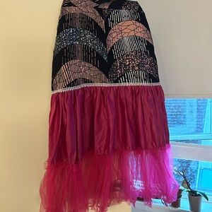 Colorful African printed dress with tulle